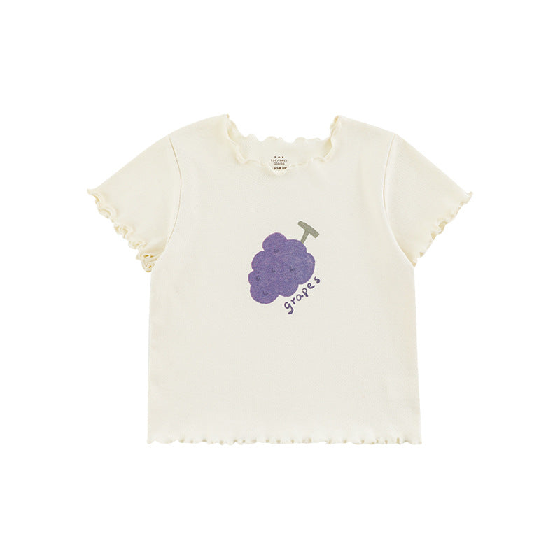 Fruit Printed Short-sleeved Summer Cute Tree Lacework Children's T-shirt