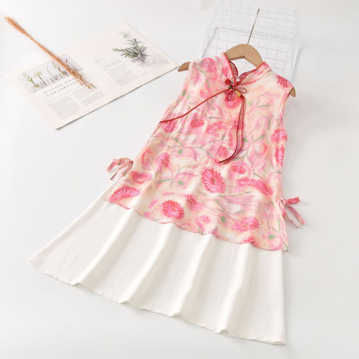 Children's Cotton Silk Short-sleeved Summer Thin Chinese Style Cheongsam Children's Dress