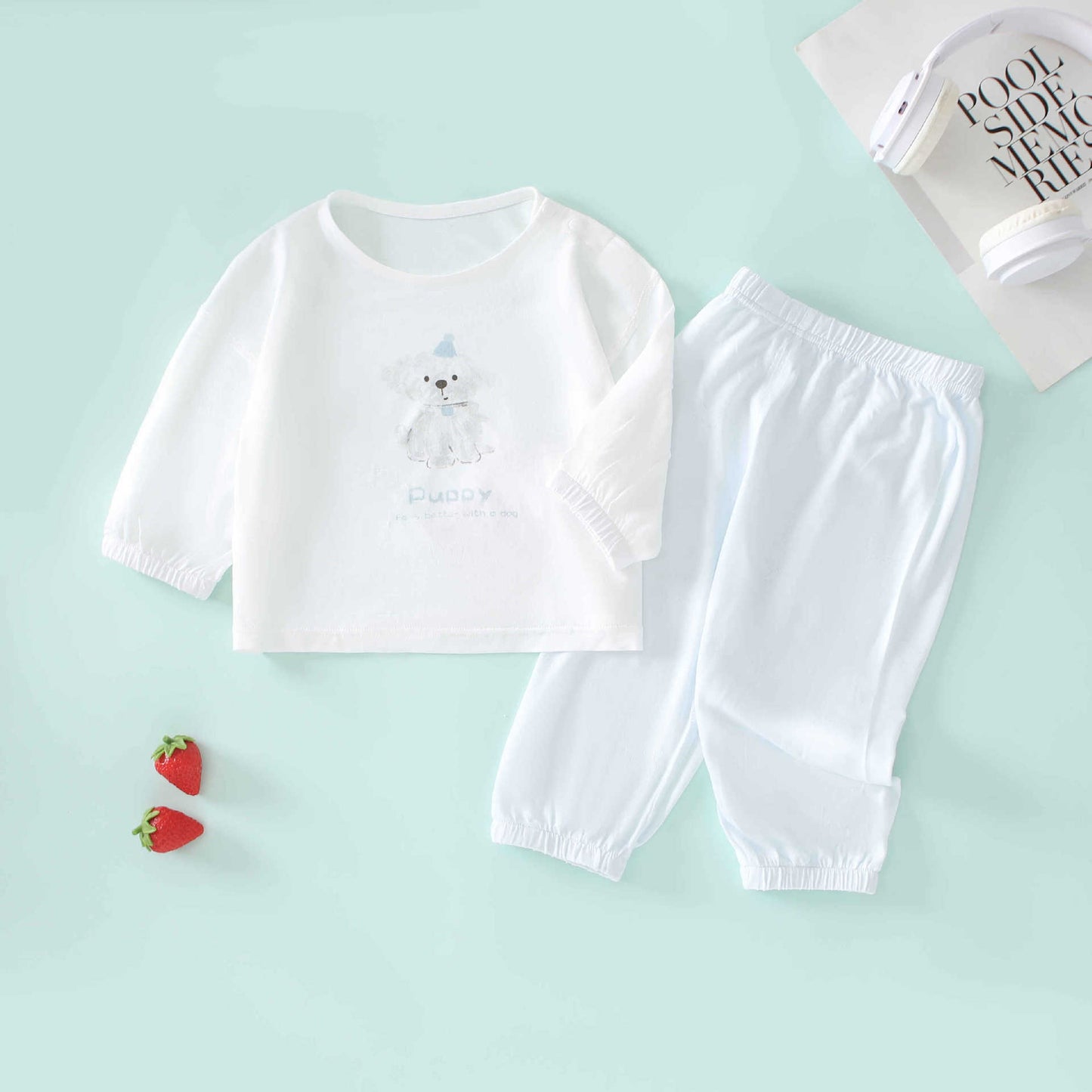 Cartoon Print Infant Long-sleeved Trousers Western Children's Suit
