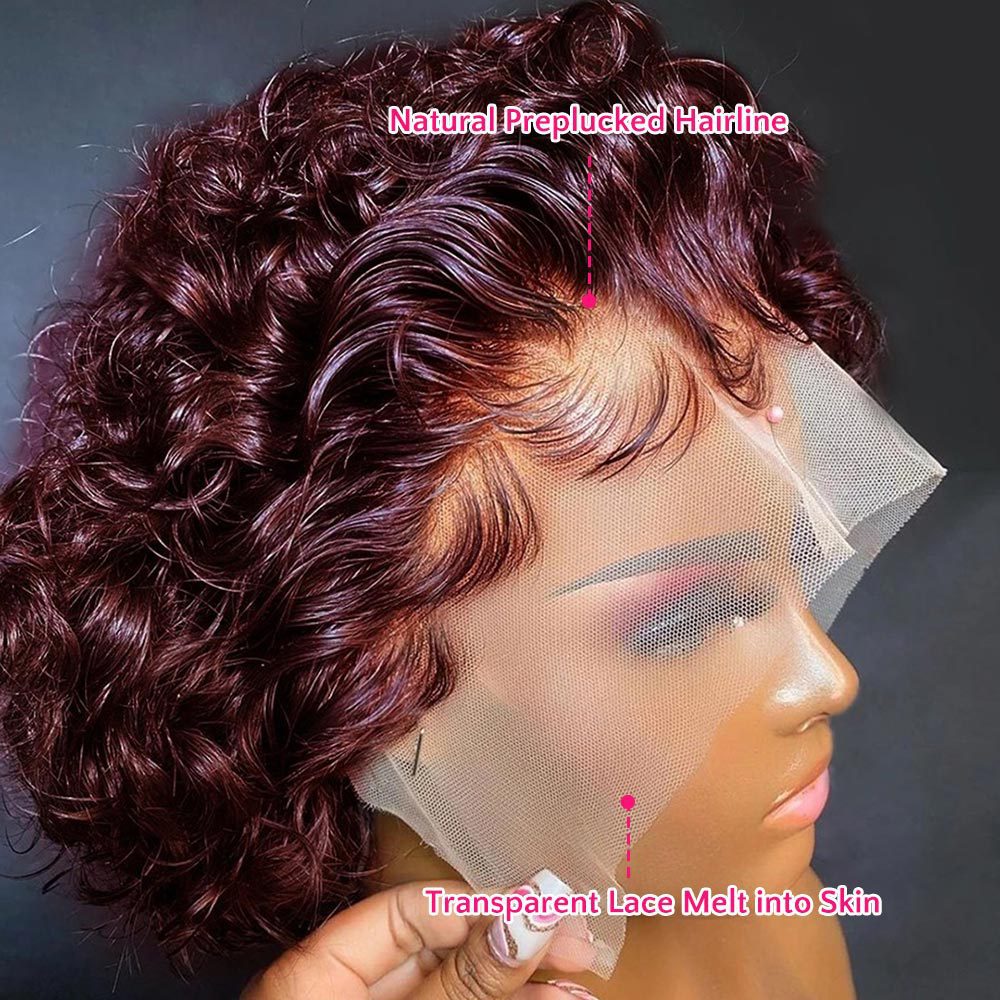 Women's African Short Curly Hand Wrapped Lace Elf Real Hair Wig