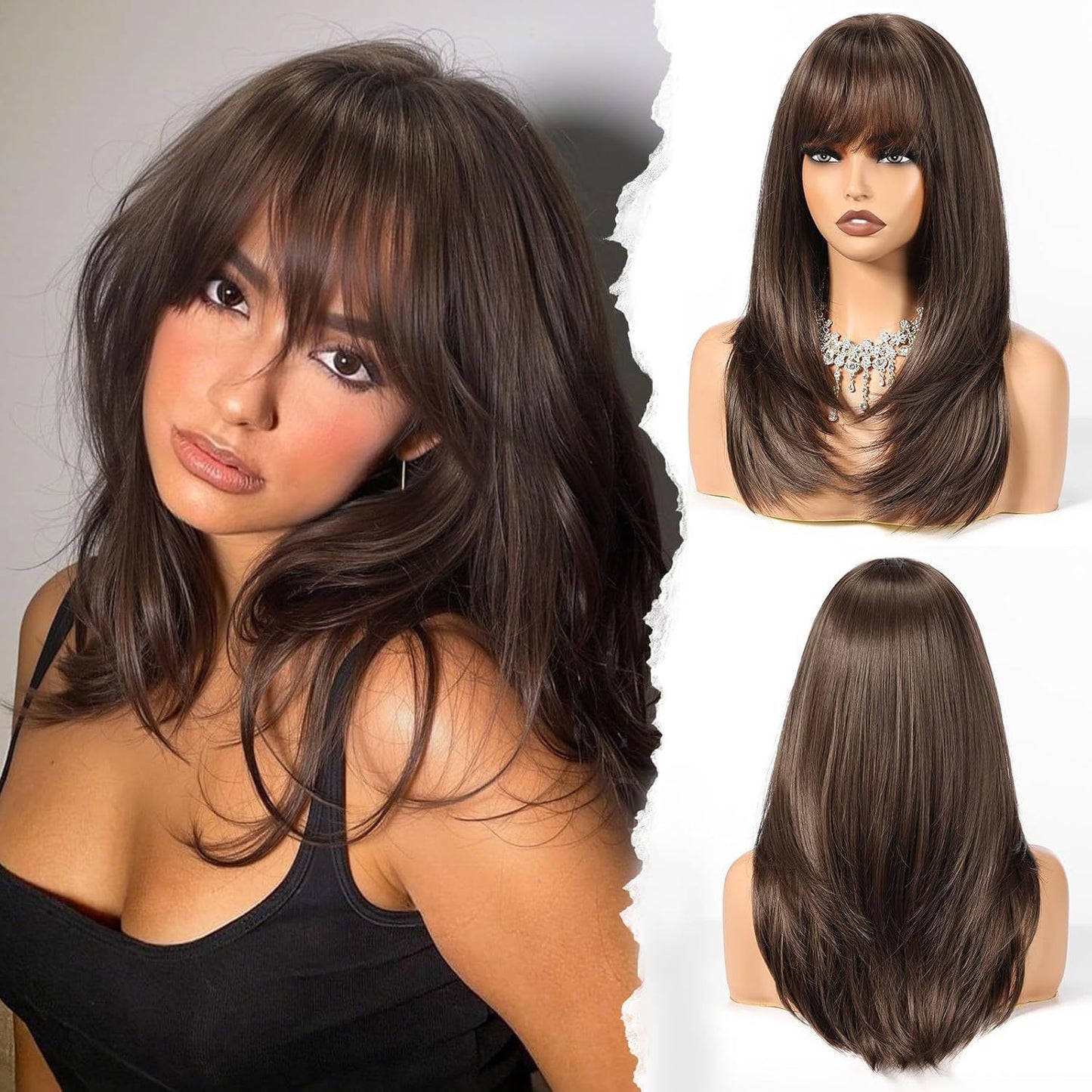 Fashion African Front Lace Medium Hair Long Straight Wig