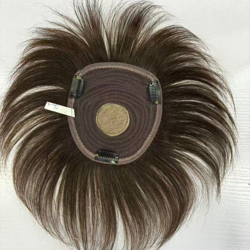 Straight Hair Supplementing Piece Cover Gray Extra Large Size Simulation Wig