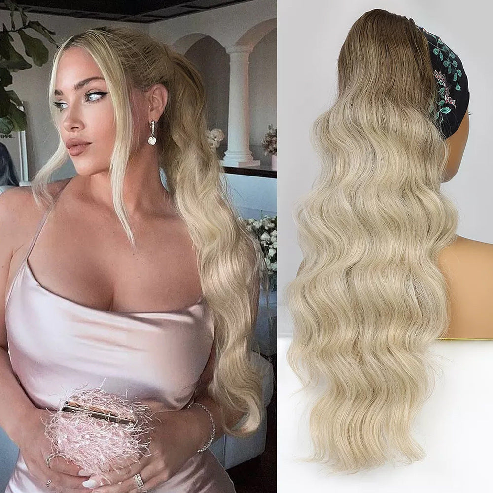 Women's Fiber Drawstring Hair Extension Big Wave Chemical Wig Ponytail