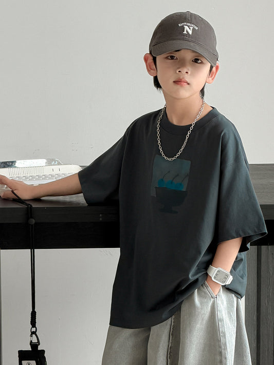 Summer Wear Loose Top Boy Half Sleeve Children's T-shirt