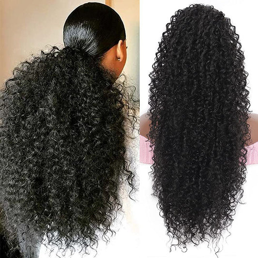 African Small Volume Drawstring Long Hair Wig Ponytail