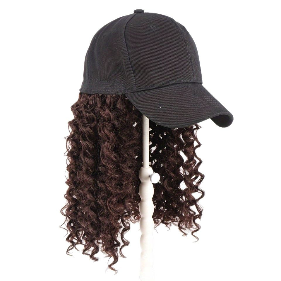 African Long Black Baseball Cap Integrated Screw Wig Short Curly Hair