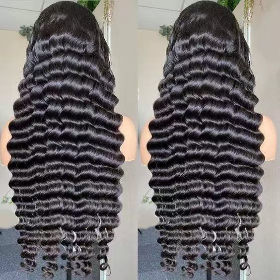 Unique Human Deep Wave Lace Head Real Hair Wig