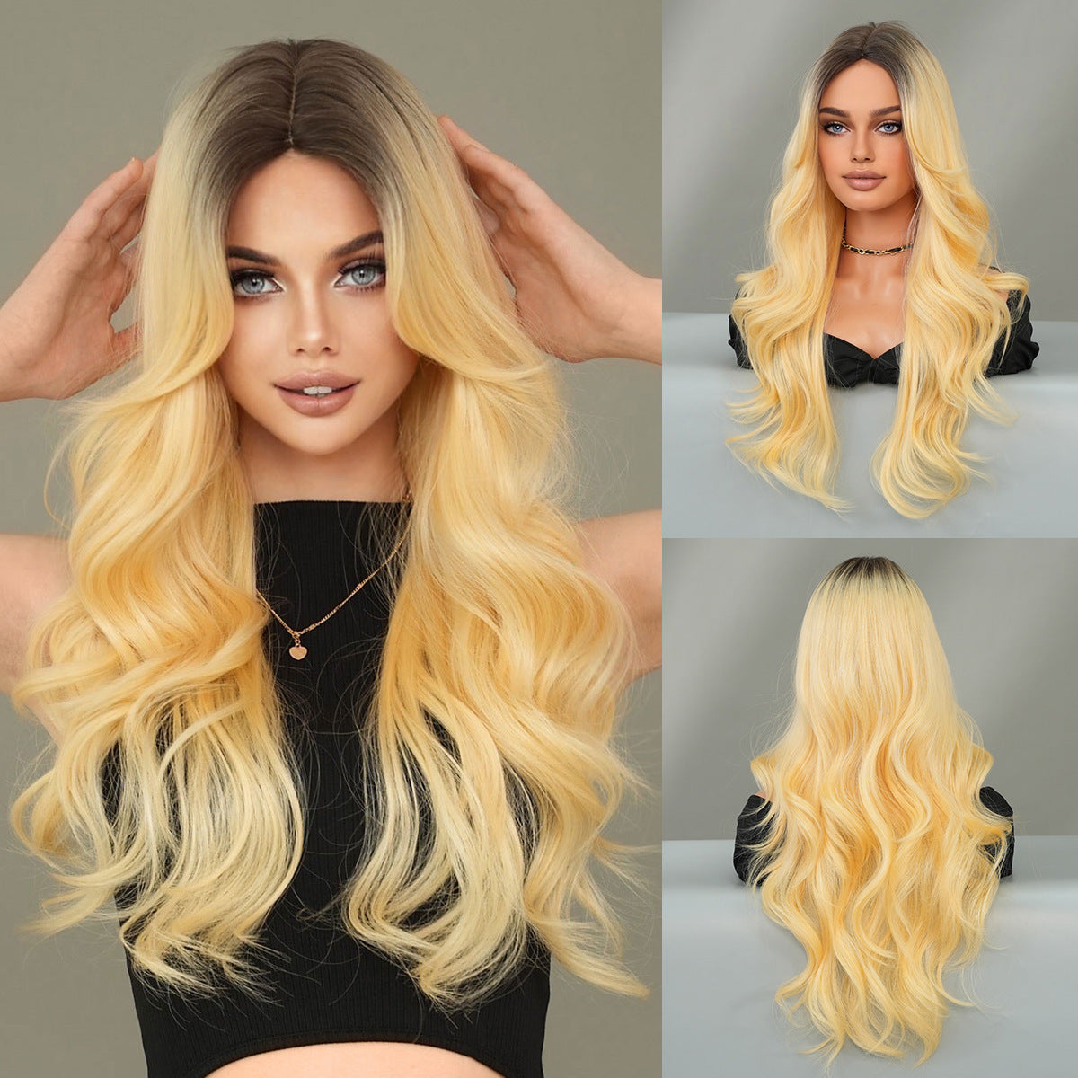 Women's Fashion Mid-length Colorful Curly Hair Sheath Big Wave Chemical Wig Long Curls