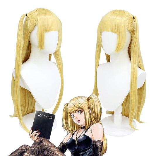 Death Note Golden Medium Long Hair Double Ponytail Universal Simulation Cos Wig
