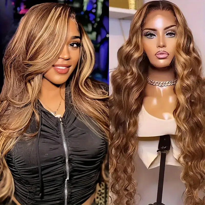 Women's Medium Large Wave Highlight Curly Hair Fluffy Wig Long Curls
