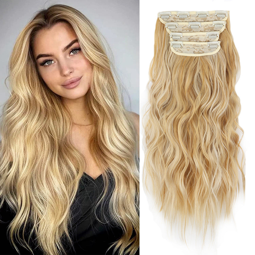 Long Curly Hair Set Hairpiece Clip Big Wave Wig
