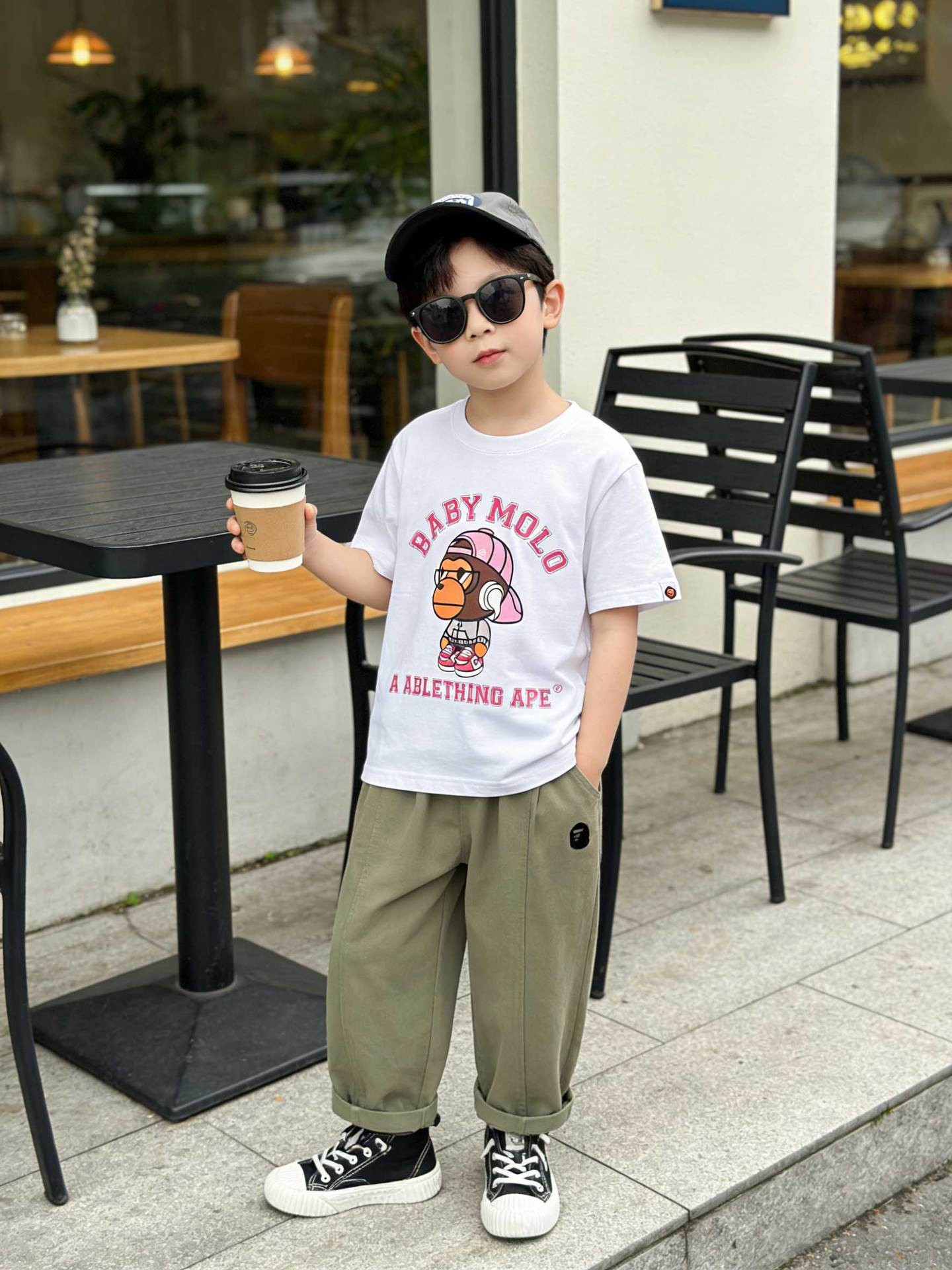 Children's Cartoon Fashion Letter Printing Versatile Casual Korean Style Loose Short Children's T-shirt