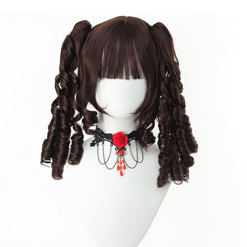 Women's Double Ponytail Jaws Clamp Roman Volume Daily Curly Hair Wig Long Curls