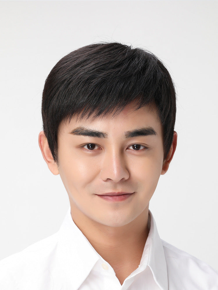 Men's Short Hair Real Human Style Korean Handsome Invisible Seamless Men's Wig