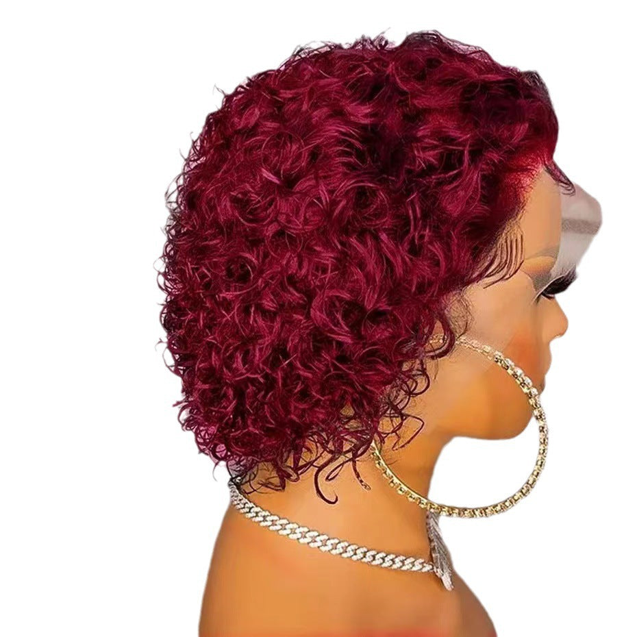 Innovative Front Lace Golden Gradient Sheath Wig Short Curly Hair