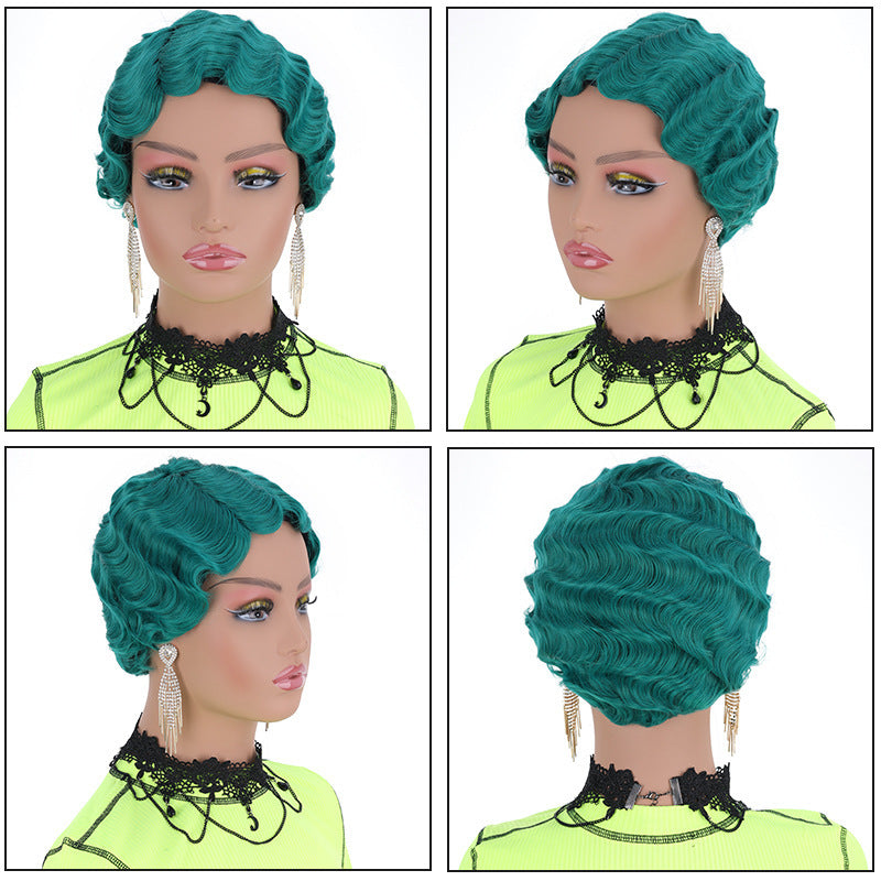 Women's Water Ripple Head Cover For Fiber Wig Short Curly Hair