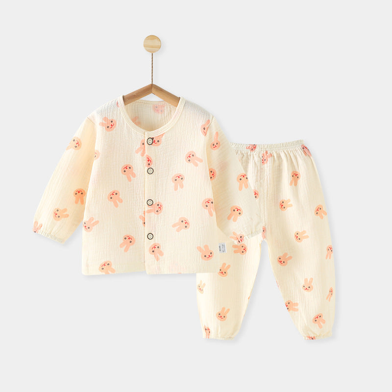 Children's Summer Thin Long-sleeved Pajamas Split Clothes Two-piece Children's Suit