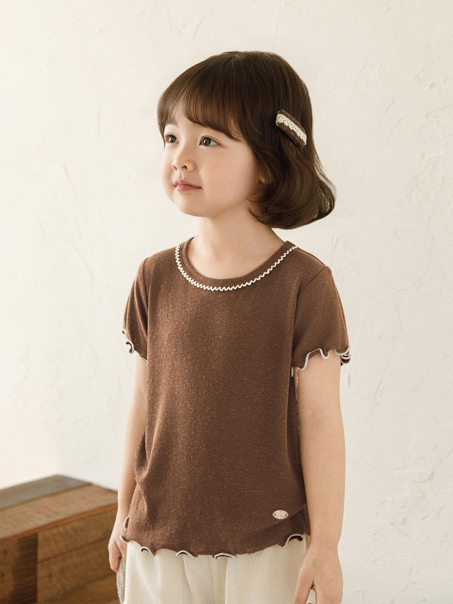 Vitality Stringy Seedge Short Sleeve Summer Snowflake Texture Sweet Cute Children's T-shirt