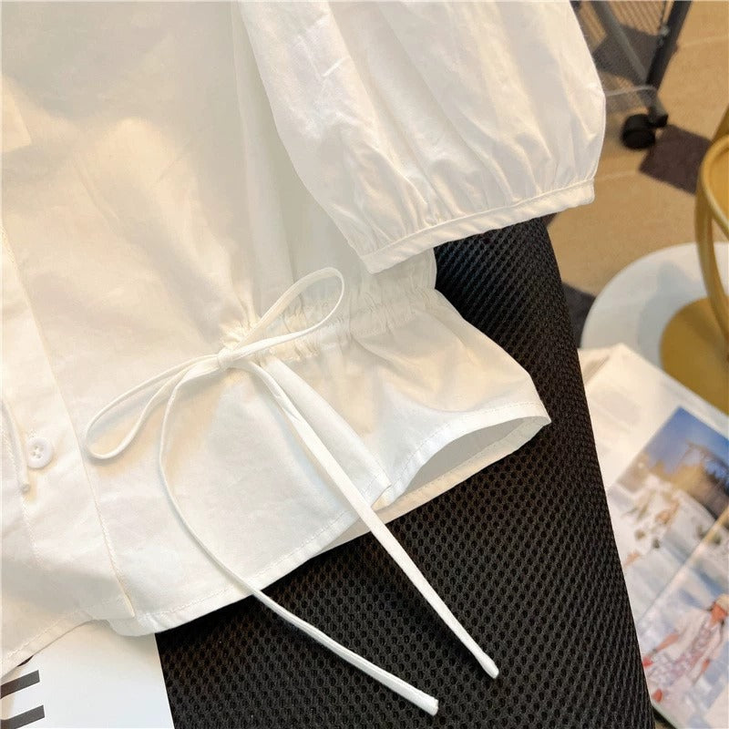 Children's Clothing Summer Short-sleeved Clothes Cotton White Children's Shirt
