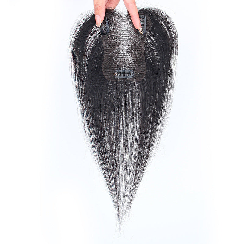 Women's Top Hair Replacement Fluffy Increase Seamless Invisible Cover Gray Lightweight Wig