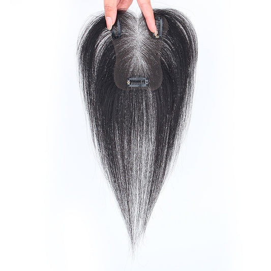 Women's Top Hair Replacement Fluffy Increase Seamless Invisible Cover Gray Lightweight Wig