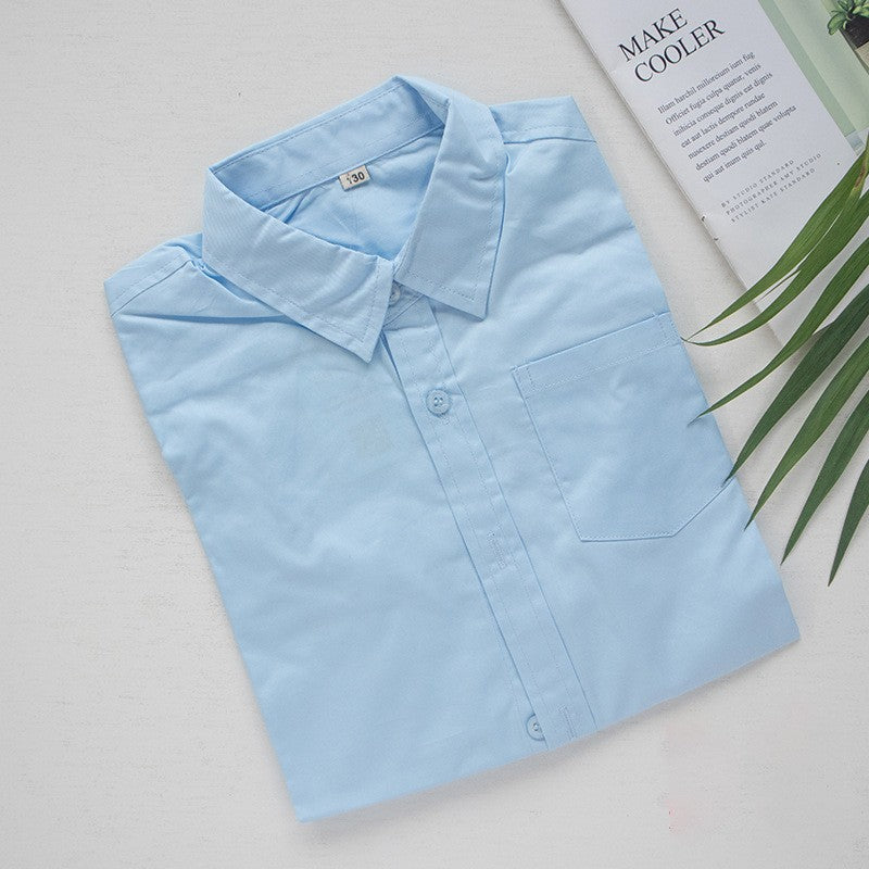 Children's White Cotton Long Sleeve Performance Chorus Primary Children's Shirt