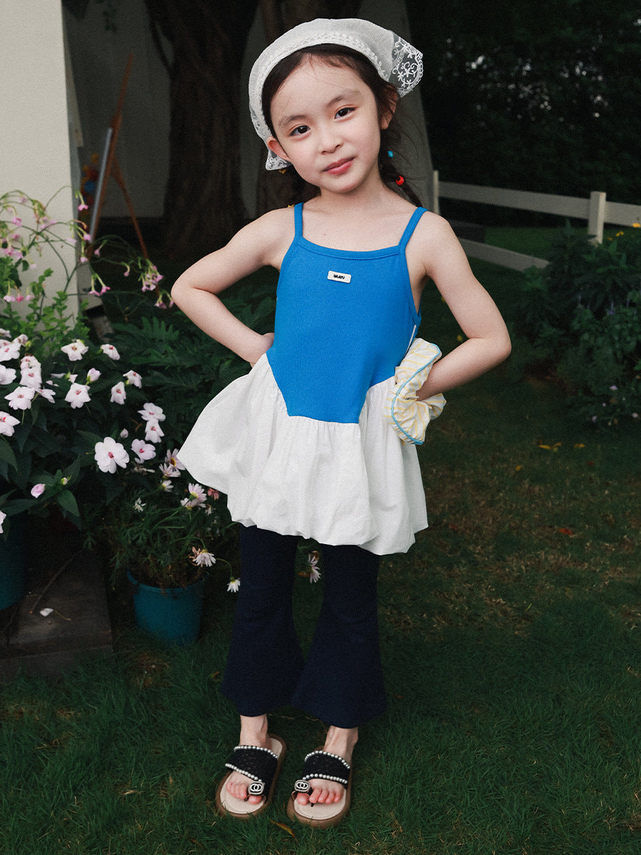 Children's Summer Mountain Fake Two-piece Skirts Clothing Contrast Color Breathable Children's T-shirt
