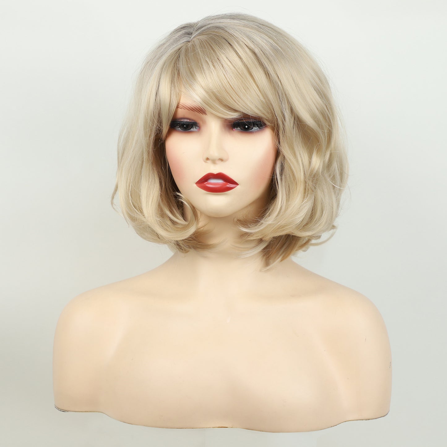 Female Golden Gradient Rose Net Chemical Wig Short Curly Hair