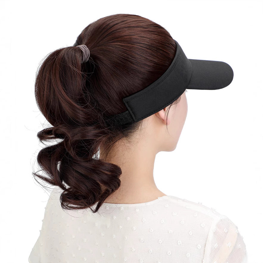 Women's Hair Baseball Cap Fashion Realistic Integrated High Wig Long Curls