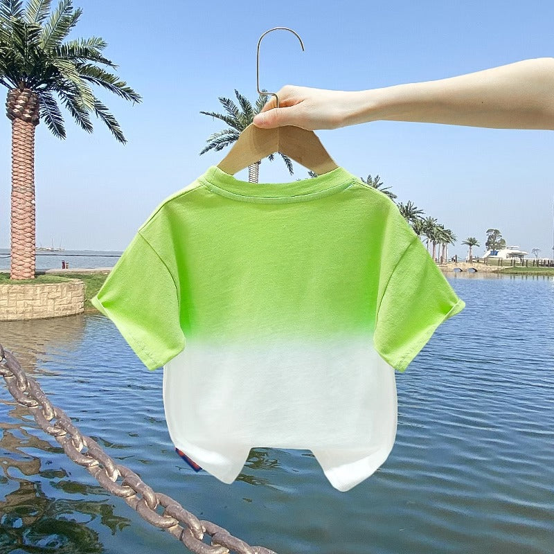 Children's Summer Short-sleeved Fashion Gradient Half-sleeve Wear Handsome Cool Children's T-shirt