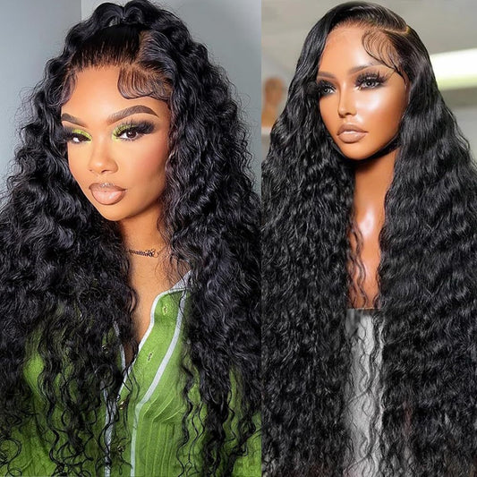 Women's African Small Curly Hair Half Hand-woven Front Lace Synthetic Wig Long Curls
