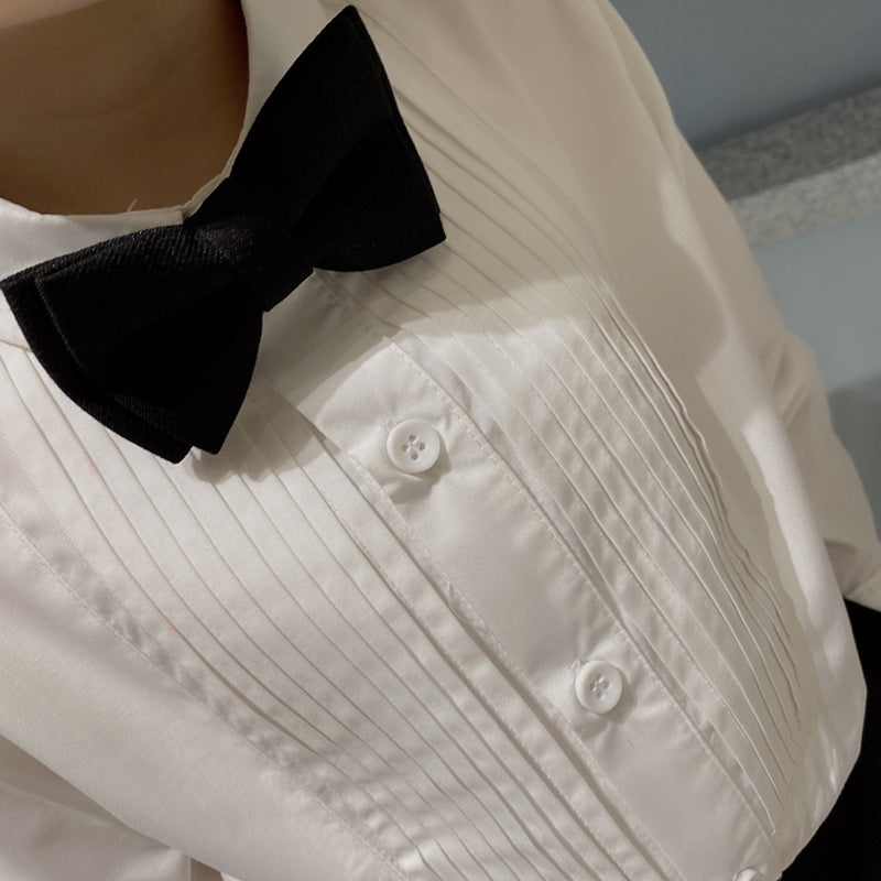 Children's Black White Long-sleeved Fashion Inner Match Children's Shirt