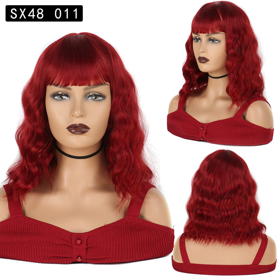 Corn Curler Headband Bangs Fiber Water Wig Short Curly Hair