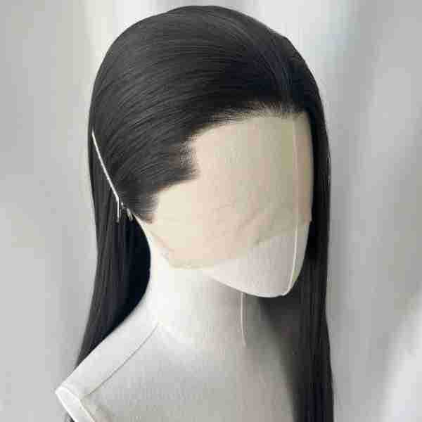 Men's Three-pointed Head Cover Embryo Forehead Lace Hand Long Straight Wig