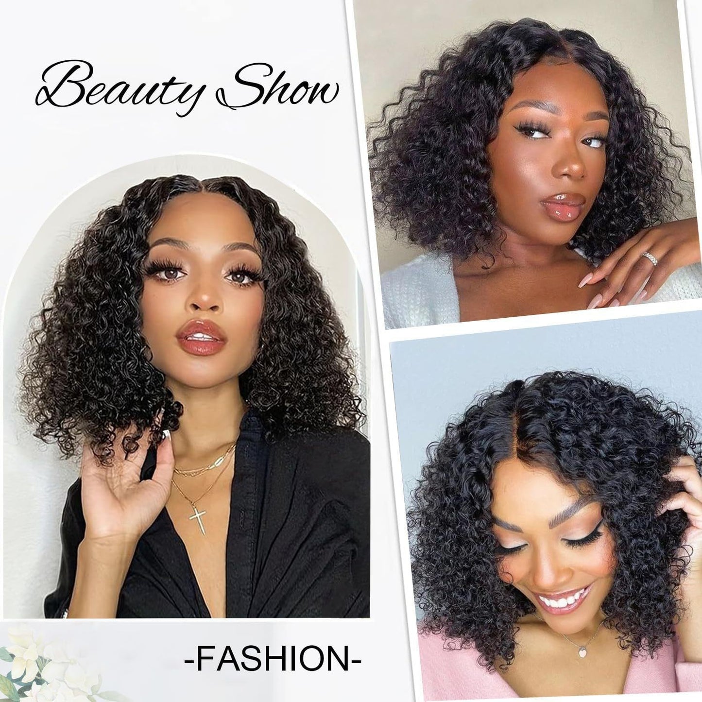 Women's Wigs With Small Medium Black Chemical Wig Short Curly Hair