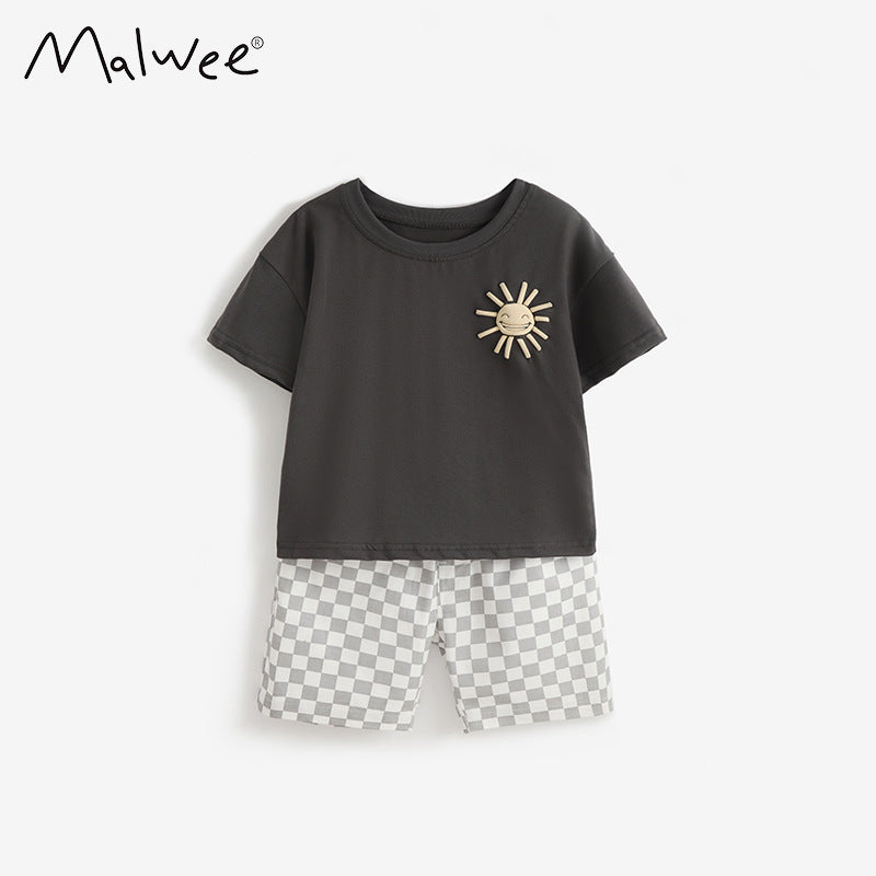 Round Neck Short Sleeve Handsome T-shirt Children's Suit