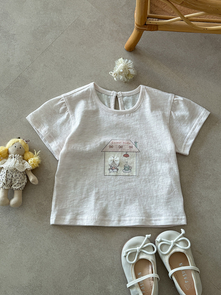 Cotton Thin Summer Cartoon Printed Short-sleeved Infant Outdoor Children's T-shirt