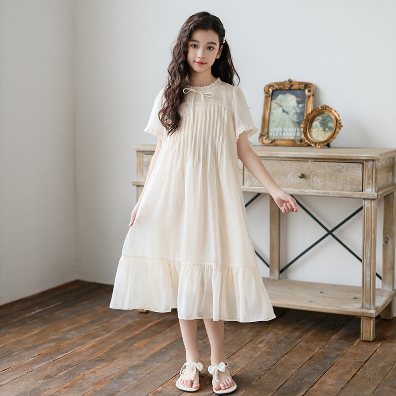 Children's Big Summer Pleated Chiffon Skirt Little Children's Dress