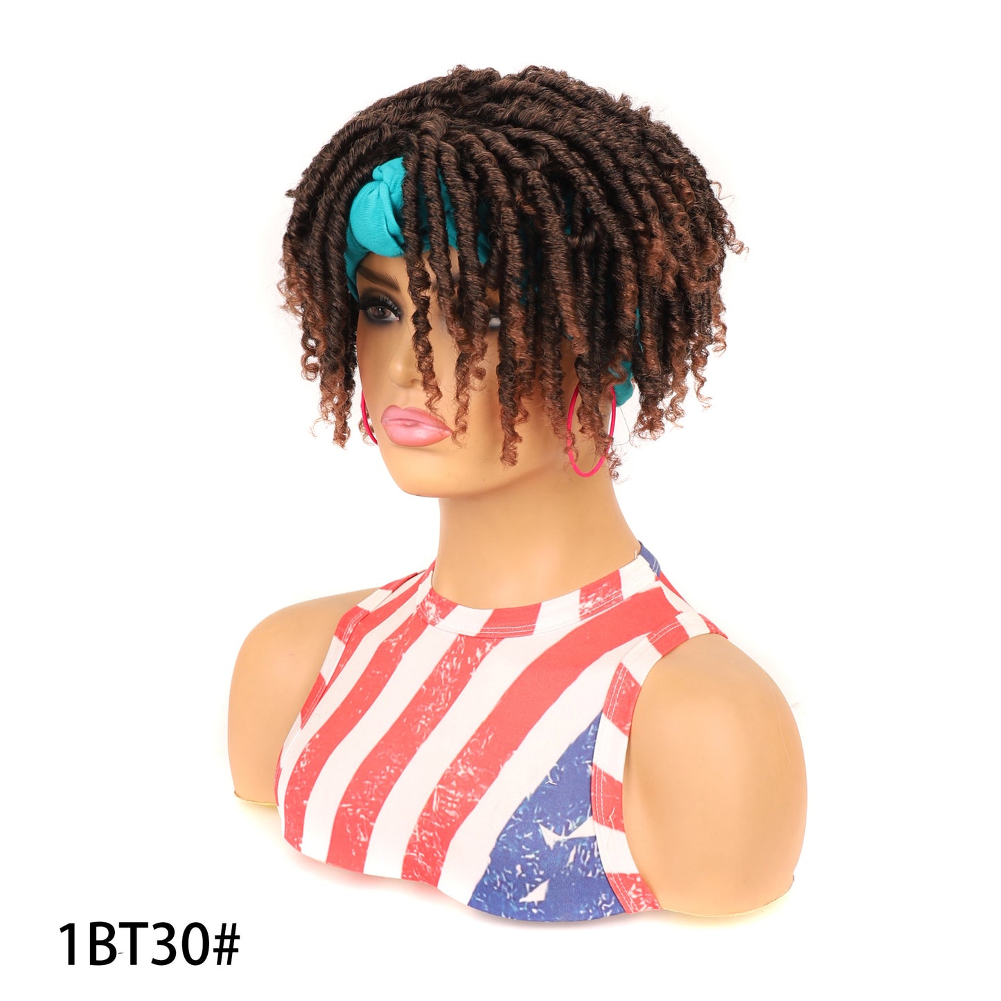 Turban Head Sleeve Curved Cover African Wig Short Curly Hair