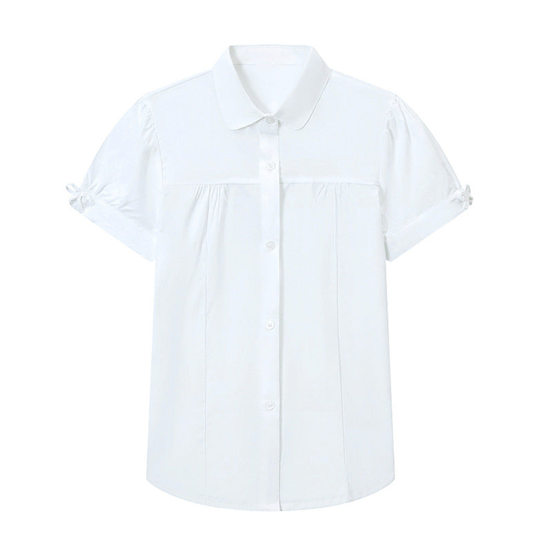 Short-sleeved Solid Color For Middle Older Primary School Summer Children's Shirt