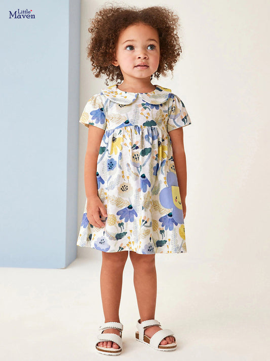 Watermark Cotton Skirt Cute Flowers Princess Children's Dress