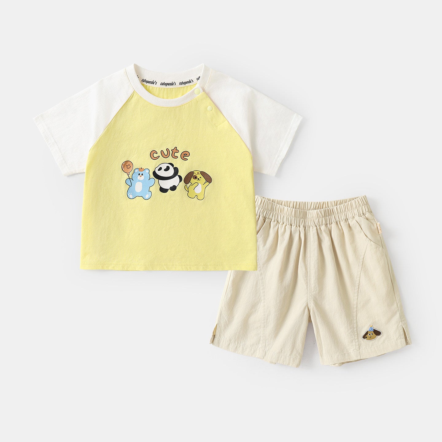 Children's Sleeve Suit Clearance Kaka Panda Summer Clothing Boys Two-piece Children's T-shirt