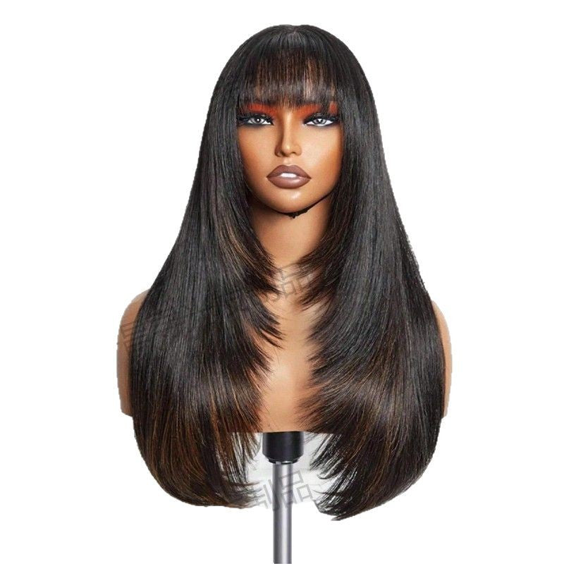 Popular Women's Bangs Layered Full Top Long Straight Wig