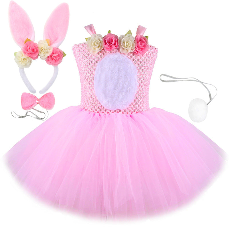 Children's Easter Bunny Skirt Mesh Bubble Princess Children's Dress