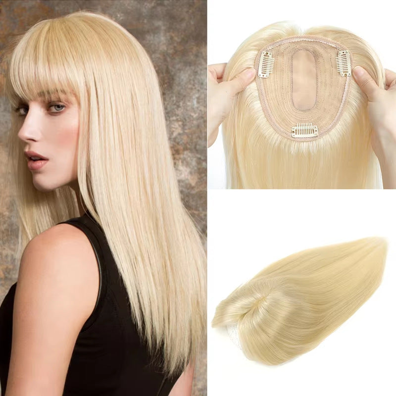 Women's Cm Woven Head Additional Piece Covering Gray Imitation Delivery Needle Real Hair Wig