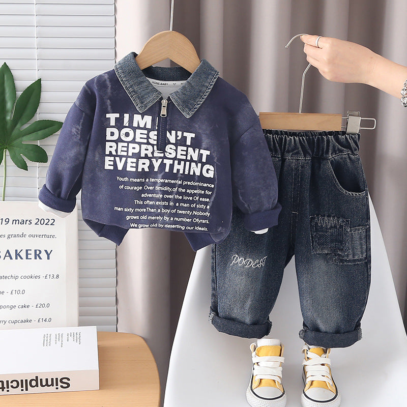 Children's Fried Street Fashion Trendy Spring Western Style Two-piece Children's Suit