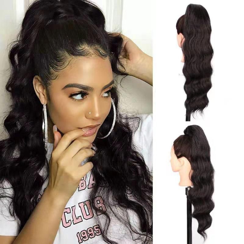 Women's Fiber Drawstring Hair Extension Big Wave Chemical Wig Ponytail