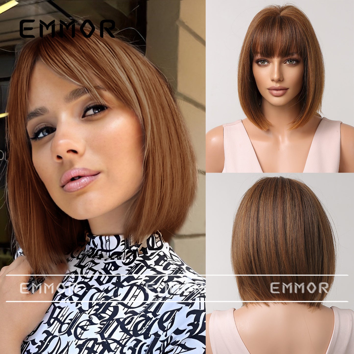 Versatile Women's Fashionable Bangs Orange For Wig Short Straight Hair