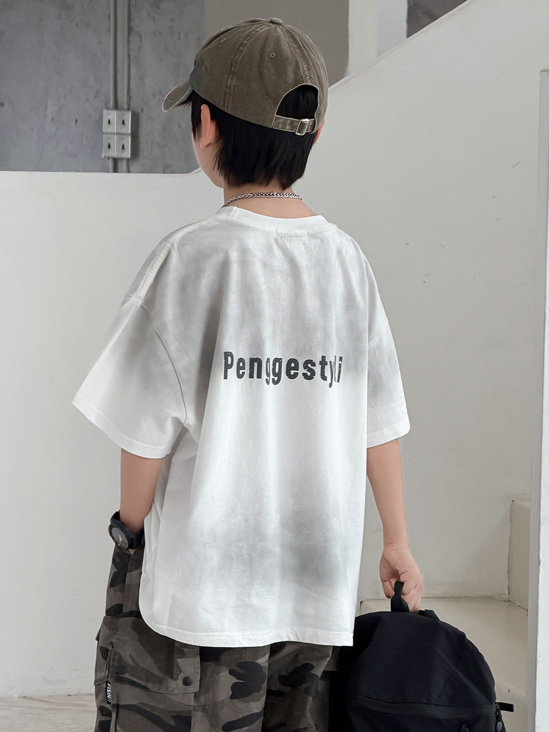 Boy's Short-sleeved Wear Loose Top Half Sleeve Trendy Children's T-shirt
