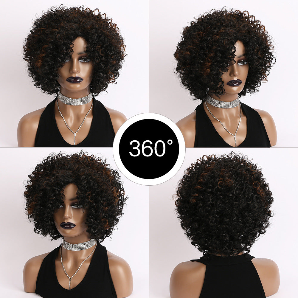 Fashion Elastic Net Black Small Head Wig Short Curly Hair